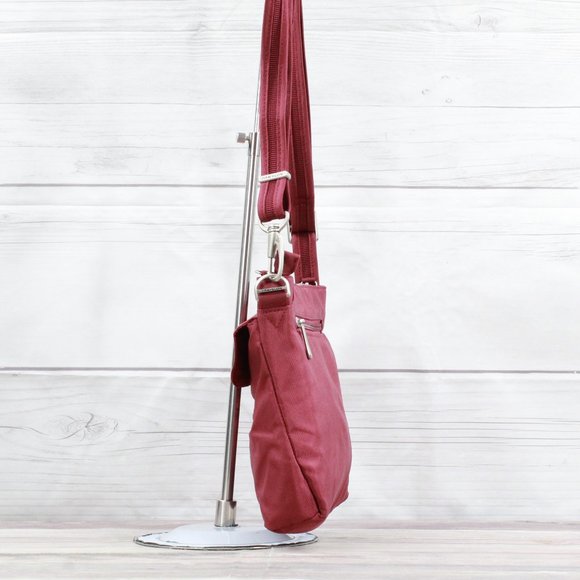 Travelon Maroon Polyester Vinyl RFID Shielded Pocket Crossbody Shoulder Bag - Picture 5 of 10